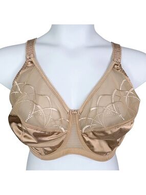 Elomi Cate Underwire Bra sz 38K (US) / 38H(UK) * Hazel Tan Beige Unlined Neutral